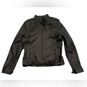 Black Leather Biker‎ Jacket Metro 7 Women’s Size 12